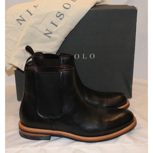 NISOLO MEN'S‎ JAVIER LEATHER CHELSEA BOOTS BLACK SZ 9.5 $260 NIB - Picture 5 of 6